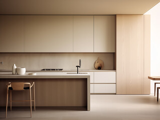 modern kitchen interior with muted colors 