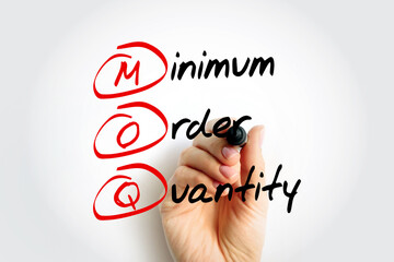 MOQ Minimum Order Quantity - fewest number of units required to be purchased at one time, acronym...