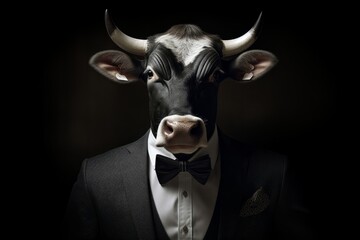 Anthropomorphic Cow in a Suit