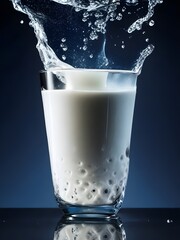 white milk in a glass photography