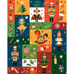 Christmas vector seamless vertical border with Nutcracker .  Can be used for wallpaper, pattern fills, web page background, surface textures.