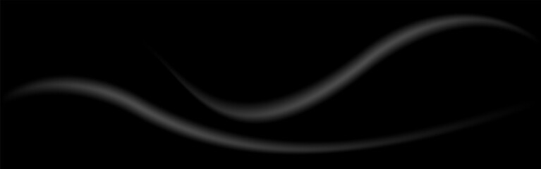 Black blurred background with gray wavy stripes, starry night sky. Cover template, gadient white texture with high end trend pattern.