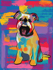Griffon in colorful colors isolated on a vivid background, pop art style. Amazing Illustration Dog Pop Art.Poster, comic book. Beautiful cover. Attractive design, cartoon detailed dog. Animals cartoon