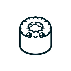 logotype of a sushi, black and white, isolated