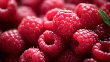 Cluster of beautiful red raspberries, Fruit and food concept, AI Generated