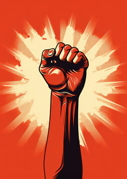 Hand power revolution strike protest freedom background design strong punch illustration victory fist