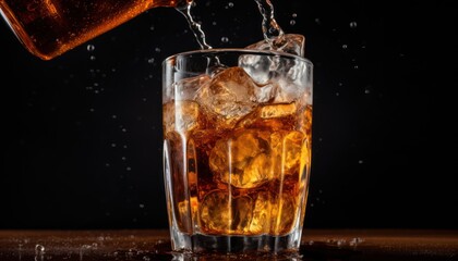 A Refreshing Glass of Cola Being Poured