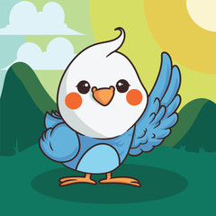 Fun Waving Cute Bird  on Land