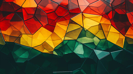 Black History Month. African American History in United States. Red Yellow Green polygon mosaic. Freedom holiday. Celebrated annual in February. Poster, design art illustration. Generated AI