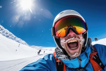 Fototapeta na wymiar Skifahrer an einem kalten Tag