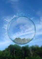 soap bubbles on the sky background