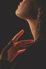 silhouette of a woman, hand