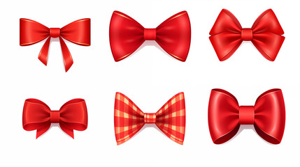 set of red bow on white background