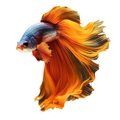 Fototapeta premium Orange betta fish isolated on white or transparent background.