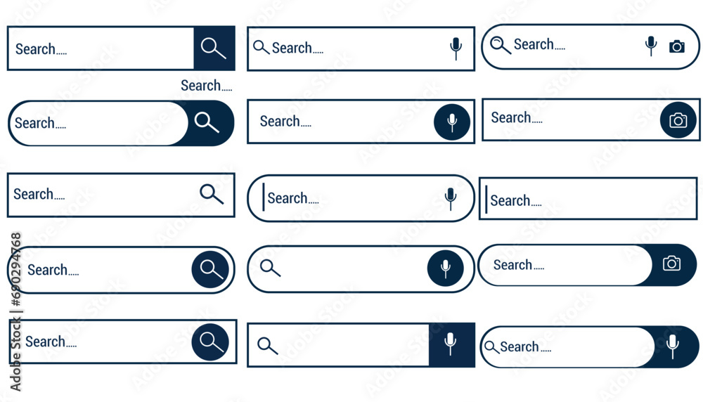 Wall mural search bar for web site. search address and navigation bar icon. collection of search form templates