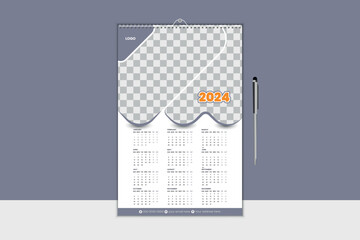 Creative and modern 2024 New year calendar design template