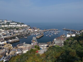 Naklejka premium .Mevagissey fishing village Cornwall drone,aerial