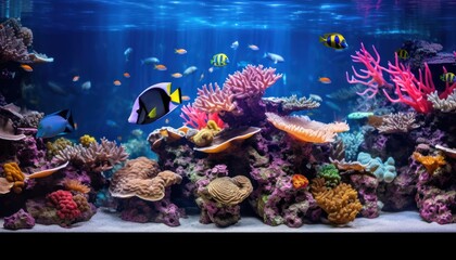 A Colorful Aquarium Teeming with a Variety of Fish