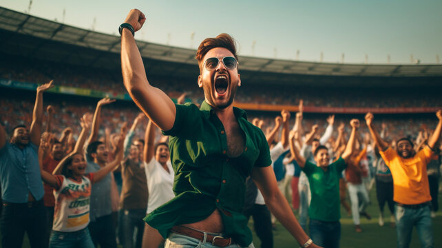 cheering football fan in football team