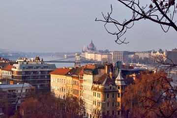 Naklejka premium Budapest parliament on the backdrop
