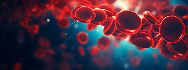Erythrocytes are red blood cells. Selective focus.