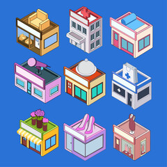 Hand-drawn Isometric Store Collection