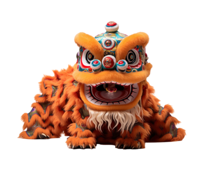 Spring Festival lion dance, isolated on transparent background 