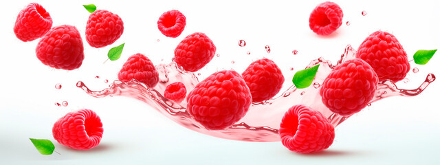 raspberries I isolate on a white background. Selective focus.