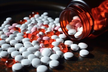 Prescription Opioids Representing Addiction And The Opioid Crisis - obrazy, fototapety, plakaty