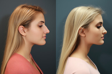 Rhinoplasty Before And After Collage - obrazy, fototapety, plakaty