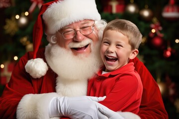 Fototapeta na wymiar Santa Claus With A Young Boy