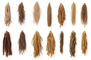 Set Of Dreadlocks Isolated On White Background. Сoncept Natural Hair Styles, Afrocentric Fashion,...
