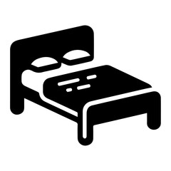 Bed Icon vector silhouette, bed vector silhouette, black color bed icon