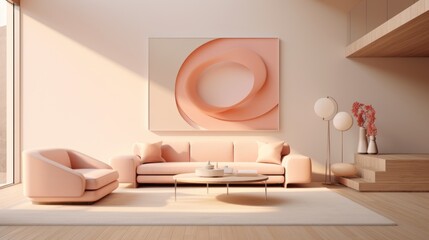Minimalist interior design. 3d visualization in Pantone 2024 colors.