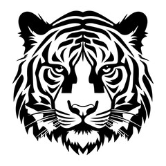 Tiger Face vector silhouette black color, Tiger face logo concept vector