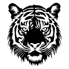 Tiger Face vector silhouette black color, Tiger face logo concept vector