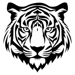 Tiger Face vector silhouette black color, Tiger face logo concept vector