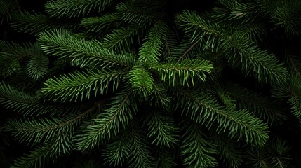 Fototapeta na wymiar Background with green spruce branches closeup