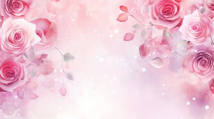 Floral background in the pink color palette.  Illustration with roses.
