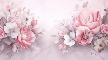 Floral background in pink-gray tones.
