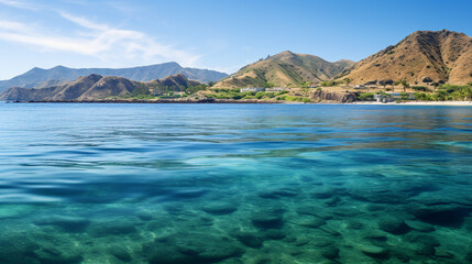 Tranquil Seascape in Catalina: Azure and Emerald Waters with Gentle Waves - Idyllic Vacation Destination on the Coastline of Nature's Paradise. - obrazy, fototapety, plakaty