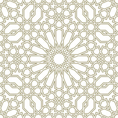 Seamless geometric ornament based on traditional islamic art.Brown color lines. For fabric,textile,cover,wrapping paper,background and lasercutting.