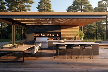 Fototapeta premium Modern Outdoor Kitchen in Natural Setting