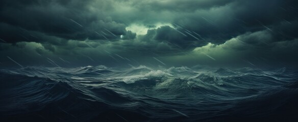 Stormy Ocean Waves at Night