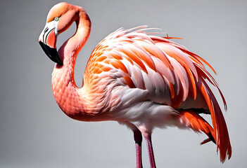 single flamingo bird on minimal background