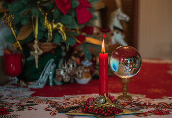 Vintage home interior. Christmas inspiration elements, decoration