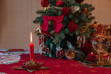 Vintage home interior. Christmas inspiration elements, decoration