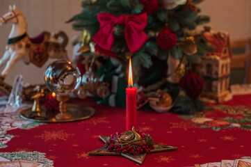 Vintage home interior. Christmas inspiration elements, decoration