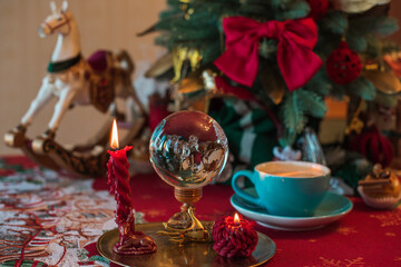 Vintage home interior. Christmas inspiration elements, decoration