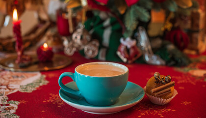 Vintage home interior. Christmas inspiration elements, decoration